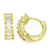 Argolla Huggie 02.381.0011.12 Oro Laminado, Diseño de Baguette, con Blanca Zirconia Cubica, Pulido, Tono Dorado