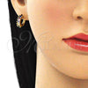 Argolla Huggie 02.381.0011.1.12 Oro Laminado, Diseño de Baguette, con Multicolor Zirconia Cubica, Pulido, Tono Dorado