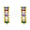 Argolla Huggie 02.381.0011.1.12 Oro Laminado, Diseño de Baguette, con Multicolor Zirconia Cubica, Pulido, Tono Dorado