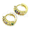 Argolla Huggie 02.381.0011.1.12 Oro Laminado, Diseño de Baguette, con Multicolor Zirconia Cubica, Pulido, Tono Dorado