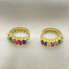 Argolla Huggie 02.381.0011.1.12 Oro Laminado, Diseño de Baguette, con Multicolor Zirconia Cubica, Pulido, Tono Dorado