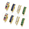 Argolla Huggie 02.381.0011.1.12 Oro Laminado, Diseño de Baguette, con Multicolor Zirconia Cubica, Pulido, Tono Dorado