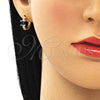 Argolla Huggie 02.381.0012.1.12 Oro Laminado, con Zafiro Azul Zirconia Cubica and Blanca Micro Pave, Pulido, Tono Dorado