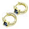 Argolla Huggie 02.381.0012.1.12 Oro Laminado, con Zafiro Azul Zirconia Cubica and Blanca Micro Pave, Pulido, Tono Dorado
