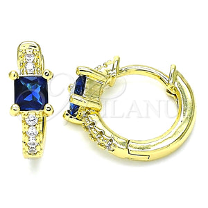 Argolla Huggie 02.381.0012.1.12 Oro Laminado, con Zafiro Azul Zirconia Cubica and Blanca Micro Pave, Pulido, Tono Dorado