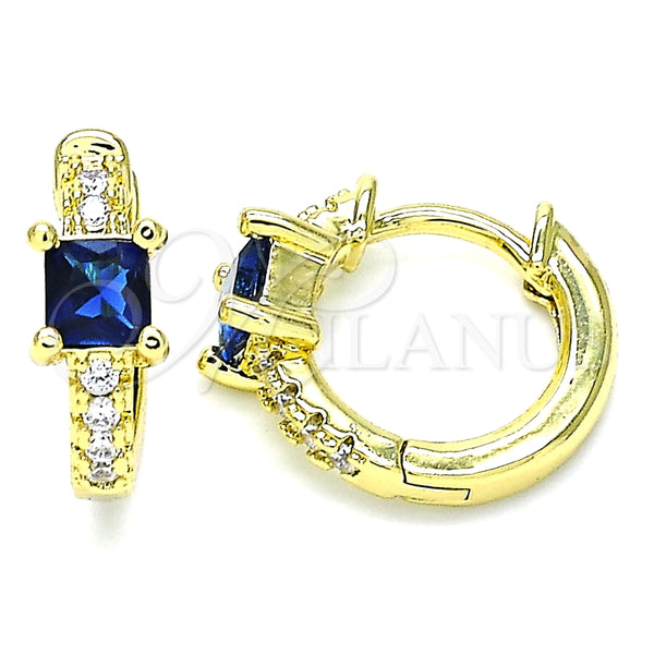 Argolla Huggie 02.381.0012.1.12 Oro Laminado, con Zafiro Azul Zirconia Cubica and Blanca Micro Pave, Pulido, Tono Dorado
