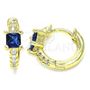 Argolla Huggie 02.381.0012.1.12 Oro Laminado, con Zafiro Azul Zirconia Cubica and Blanca Micro Pave, Pulido, Tono Dorado