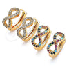 Argolla Huggie 02.210.0451.1.15 Oro Laminado, Diseño de Infinito, con Multicolor Micro Pave, Pulido, Tono Dorado