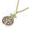 Collares con Dije 04.210.0053.20 Oro Laminado, Diseño de Mariquita, con Blanca and Rubi Micro Pave, Pulido, Tono Dorado (02 MM Thickness, 20 Inches Length)