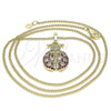 Collares con Dije 04.210.0053.20 Oro Laminado, Diseño de Mariquita, con Blanca and Rubi Micro Pave, Pulido, Tono Dorado (02 MM Thickness, 20 Inches Length)