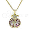 Collares con Dije 04.210.0053.20 Oro Laminado, Diseño de Mariquita, con Blanca and Rubi Micro Pave, Pulido, Tono Dorado (02 MM Thickness, 20 Inches Length)