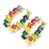 Argolla Huggie 02.210.0457.15 Oro Laminado, Diseño de Baguette, con Multicolor Zirconia Cubica, Pulido, Tono Dorado