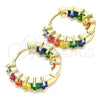 Argolla Huggie 02.210.0457.15 Oro Laminado, Diseño de Baguette, con Multicolor Zirconia Cubica, Pulido, Tono Dorado