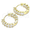 Argolla Huggie 02.210.0457.1.15 Oro Laminado, Diseño de Baguette, con Blanca Zirconia Cubica, Pulido, Tono Dorado