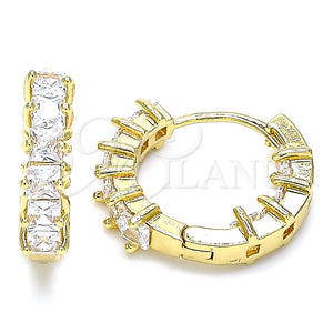 Argolla Huggie 02.210.0457.1.15 Oro Laminado, Diseño de Baguette, con Blanca Zirconia Cubica, Pulido, Tono Dorado
