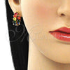 Argolla Huggie 02.210.0458.15 Oro Laminado, Diseño de Baguette, con Multicolor Zirconia Cubica, Pulido, Tono Dorado