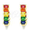 Argolla Huggie 02.210.0458.15 Oro Laminado, Diseño de Baguette, con Multicolor Zirconia Cubica, Pulido, Tono Dorado