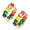 Argolla Huggie 02.210.0458.15 Oro Laminado, Diseño de Baguette, con Multicolor Zirconia Cubica, Pulido, Tono Dorado