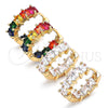 Argolla Huggie 02.210.0458.15 Oro Laminado, Diseño de Baguette, con Multicolor Zirconia Cubica, Pulido, Tono Dorado