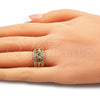 Anillo Multi Piedra 01.341.0009 Oro Laminado, Diseño de Mama y Corazón, con Blanca Micro Pave, Pulido, Tono Dorado (One size fits all)