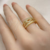 Anillo Multi Piedra 01.341.0009 Oro Laminado, Diseño de Mama y Corazón, con Blanca Micro Pave, Pulido, Tono Dorado (One size fits all)