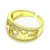 Anillo Multi Piedra 01.341.0009 Oro Laminado, Diseño de Mama y Corazón, con Blanca Micro Pave, Pulido, Tono Dorado (One size fits all)