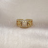 Anillo Multi Piedra 01.341.0009 Oro Laminado, Diseño de Mama y Corazón, con Blanca Micro Pave, Pulido, Tono Dorado (One size fits all)