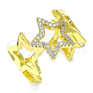 Anillo Multi Piedra 01.341.0011 Oro Laminado, Diseño de Estrella, con Blanca Micro Pave, Pulido, Tono Dorado (One size fits all)