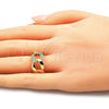 Anillo Multi Piedra 01.341.0012 Oro Laminado, Diseño de Miami Cubana, Pulido, Tono Dorado (One size fits all)
