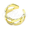 Anillo Multi Piedra 01.341.0012 Oro Laminado, Diseño de Miami Cubana, Pulido, Tono Dorado (One size fits all)