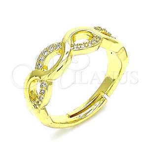 Anillo Multi Piedra 01.341.0013 Oro Laminado, Diseño de Infinito, con Blanca Micro Pave, Pulido, Tono Dorado (One size fits all)