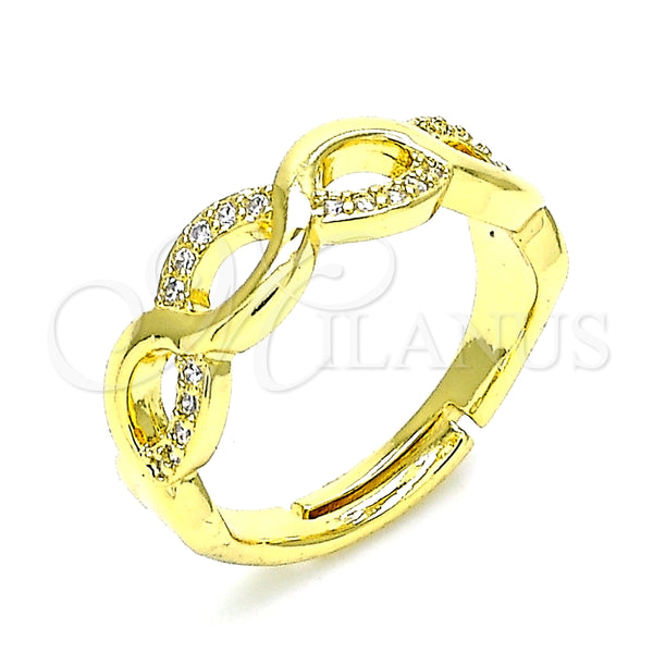 Anillo Multi Piedra 01.341.0013 Oro Laminado, Diseño de Infinito, con Blanca Micro Pave, Pulido, Tono Dorado (One size fits all)