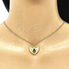 Collares con Dije 04.341.0080.20 Oro Laminado, Diseño de Corazón y Mano de Dios, con Blanca Micro Pave, Pulido, Tono Dorado (02 MM Thickness, 20 Inches Length)
