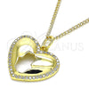 Collares con Dije 04.341.0080.20 Oro Laminado, Diseño de Corazón y Mano de Dios, con Blanca Micro Pave, Pulido, Tono Dorado (02 MM Thickness, 20 Inches Length)