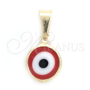 Dije Elegante 05.32.0077.3 Oro Laminado, Diseño de Ojo Griego, Esmaltado Rojo, Tono Dorado