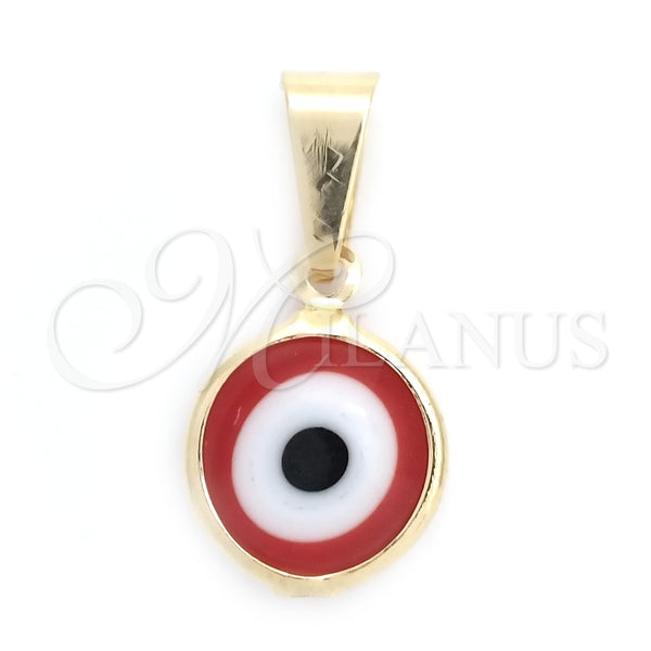 Dije Elegante 05.32.0077.3 Oro Laminado, Diseño de Ojo Griego, Esmaltado Rojo, Tono Dorado