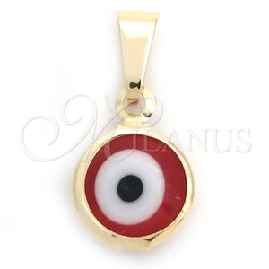 Dije Elegante 05.32.0079.1 Oro Laminado, Diseño de Ojo Griego, Esmaltado Rojo, Tono Dorado