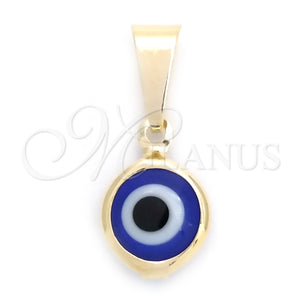 Dije Elegante 05.32.0079.2 Oro Laminado, Diseño de Ojo Griego, Esmaltado Azul, Tono Dorado
