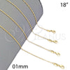 Gargantilla Basica 04.32.0022.18 Oro Laminado, Diseño de Paperclip, Pulido, Tono Dorado (0.50 Gauge, 01 MM Thickness, 18 Inches Length)