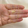 Gargantilla Basica 04.32.0020.22 Oro Laminado, Diseño de Figaro, Pulido, Tono Dorado (0.50 Gauge, 02 MM Thickness, 22 Inches Length)