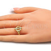 Anillo Elegante 01.341.0017 Oro Laminado, Diseño de Paperclip, Pulido, Tono Dorado (One size fits all)