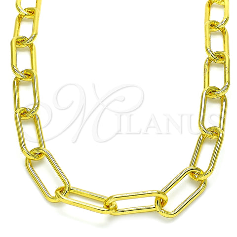 Gargantilla Basica 04.341.0081.18 Oro Laminado, Diseño de Paperclip, Pulido, Tono Dorado (08 MM Thickness, 18 Inches Length)