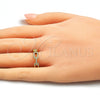 Anillo Multi Piedra 01.341.0020 Oro Laminado, Diseño de Paperclip, con Blanca Micro Pave, Pulido, Tono Dorado (One size fits all)