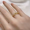 Anillo Multi Piedra 01.341.0020 Oro Laminado, Diseño de Paperclip, con Blanca Micro Pave, Pulido, Tono Dorado (One size fits all)
