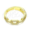 Anillo Multi Piedra 01.341.0020 Oro Laminado, Diseño de Paperclip, con Blanca Micro Pave, Pulido, Tono Dorado (One size fits all)