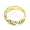 Anillo Multi Piedra 01.341.0020 Oro Laminado, Diseño de Paperclip, con Blanca Micro Pave, Pulido, Tono Dorado (One size fits all)