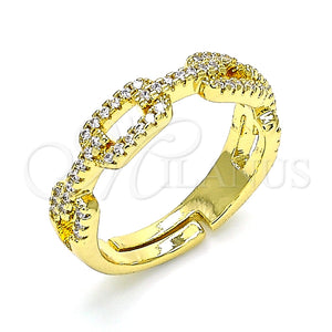 Anillo Multi Piedra 01.341.0020 Oro Laminado, Diseño de Paperclip, con Blanca Micro Pave, Pulido, Tono Dorado (One size fits all)