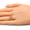 Anillo Multi Piedra 01.341.0022 Oro Laminado, Diseño de Puff Mariner, con Blanca Micro Pave, Pulido, Tono Dorado (One size fits all)