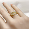 Anillo Multi Piedra 01.341.0022 Oro Laminado, Diseño de Puff Mariner, con Blanca Micro Pave, Pulido, Tono Dorado (One size fits all)