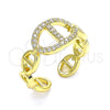 Anillo Multi Piedra 01.341.0022 Oro Laminado, Diseño de Puff Mariner, con Blanca Micro Pave, Pulido, Tono Dorado (One size fits all)